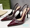 summer sexy high heel women sandals pointed toe slingback patent leather with rhinestone decor female dress sandals