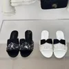 Chanlnl New Style Bow Crystal Sequin Slippers Wedge Flats Fashion Diamond Buckle Sandals Summer Fashion Black and white slippers With box