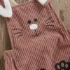 One-Pieces Easter Infant Baby Romper, Sleeveless Cartoon Rabbit Button Closure Corduroy Bodysuit for Girls Boys