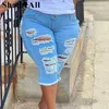 Dames plus size street fringe gescheurd stretch skinny zwarte denim shorts zomer sexy club feest hoge taille korte jeans broek 240422