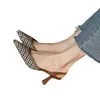 Chic 5cm High Heel Toe Sandals Womens Plaid Back Strap Side Air Pointed Shoes Single Shoes For Summer Sandal Women Stiletto Flip Flop Sandles Heels 240228