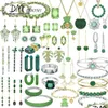 Charm Bracelets 2023 New Trend Original Fine Jewelry Sets Green Necklace Earrings Ring Bracelet Fashion Charms Gifts Women With Drop Dhzp3