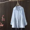 Frauenblusen lässig Frau Tops Japan Style Langarmdes Hemden und Sommerkleidung großgröße