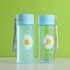 Su Şişeleri Renkli Daisy Şeffaf Plastik Bardak Halat Buzlu Kız Kawaii İçecek Şişe Çay Mugu