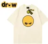 Mode drar smiley kort ärm damer lösa sommar mode märke nisch amerikansk t-shirt män kvinnor hög gata topp bomull par halva ärm