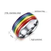 Bandas Rainbow Ring For Mull Men Men LGBT Lebian Jóias gays Aço inoxidável esmalte de casamento Anéis de noivado de casamento presentes