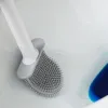 Uchwyty Elastyczna silikonowa szczotka toaletowa oddychająca szczelna sprzątnia miski toaletowej szczotka z szybkim osuszającym uchwytem na ścienne zestaw