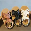 Sandals Summer Toddler Kids Baby Woven Sandals For Little Girls Boy Black Brown Casual School Flat Beach Shoes 1 2 3 4 5 6 Years Old New 240423