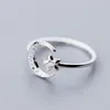 Band Rings Luxury Zircon Tail Moonstone Opening For Women Dolphin Cat Moon Tassel Adjustable Finger Ring Party Jewelry Gifts Drop Deli Dhdlv