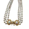 Necklace Earrings Set Vintage Medieval Women's Jewelry For Girl Gold Plated Multi Layer Baroque Pearl Boutique Wedding Evening Dress