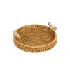 Körbe Plastiklagerschale mit Griff Imitation Rattan Webenkorb Kleinmessen Teller Obstplatten Tee Tablett Servierschale Servingschale