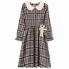 Robes décontractées mori fille mignonne kawaii robe douce automne mode manche longues vintage