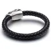 Braccialetti Link 8mm di alta qualità in acciaio inossidabile color leone chiusura bianca bianca vera intrecciata in cuoio da braccialetti unisex bracciale unisex