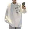 Chemises décontractées pour hommes chemises Chinois Bambou Bambou Broderie Cardigan pour rétro Tang Cost Inspired Top Top Top avec collier en vrac Fit