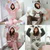 Women Autumn and Winter Coral Plush Thickened Flannel Housewear Warm Lovely Rabbit Suit