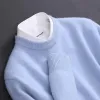 T-Shirts 2023 Cashmere Sweater Oneck Pullovers Men's Loose Oversized M5XL Knitted Bottom Shirt Autumn Winter New Korean Casual Men Top