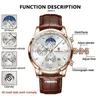 Zegarek Lige Casual Men Watch Watch Luksusowe skórzane wodoodporne sportowe kwarcowe Kwarc Chronograph Watch Military Watch for Men Relogio Masculino 240423