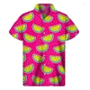 Camisas casuais masculinas coloridas camisa havaiana de melancia havaiana tampas de verão mangas curtas 3D FRUITAS BOTOL