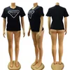 T-shirt pour femmes DX3501 Triangle d'été Lettre de rue Street Street Cotton T-shirt Top Multi Color CWYH