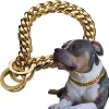 Collars Gold Chain Dog Collar 15mm Wide Heavy Duty Metal Cuban Link Dog Slip Chain Collar Dog Necklace Fashion Pet Jewelry Accessories
