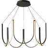 Chandeliers Modern Light Luxury Northern Europe Italy Design Bedroom Restaurant El Pendant Black LED Illumination Lamp