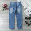 Pantaloni da donna jeans casual slim color color boywnele elastico tratto denim streetwear blu