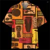 Men's Casual Shirts Designer Hawaii Short Sleeve African Drum Pattern Tops Fashion Streetwear 3d Print Hip-hop Camisa Clothes