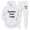 Herren -Tracksuits Männer Frauen machen Ihr Design -Logo Text Custom Hoodie Set Original bedrucktes Sweatshirt und Jogginghosen 2 Stück