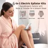 Epilatör 6in1 Set Elektrik Epilatör Kadınları Kadın Tıraş Talter Bacak Vücut Epilasyon Yüzü Lady Razor Bikini Düzenleyicisi Yüz Saç Çıkartma Islak Dry D240424