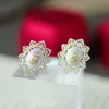 Boucles d'oreilles Zoca classique argenté Snowflake rétro 925 Boucles d'oreilles plaquées en or sterling