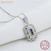 Colliers Newshe White 5A Cubic Zircon Blue Blue Spinel 925 STERLING Silver Pendant