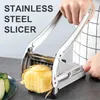 Potato Slicer French French Fry Cutter with 2 Stainless Steel Blades Multifunctional Stainless Steel Chopper Manual Cutter Tool