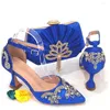 Dress Shoes Beautiful Colorful Women Pointed Toe Match Handbag With Crystal Decoration African Dressing Pumps Set CR935 Heel 8CM