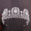 Haarclips 2024 Fashion Crystal Rhinestone Bridal Crown Princess Birthday Big Crowns Wedding Accessoires Bride Tiara Hoofdbanden