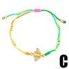 Strand Candy Color Rainbow Traided Chain Virgar Mary Bracelet Blanc Zircon Bee Heart Rope Copper Charm Bijoux pour les femmes Gift Women