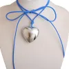 Necklaces Vintage Chunky Heart Necklace For Women Black Velvet Cord Big Heart Choker 2023 New Fashion Statement Jewelry