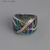 Band Rings Dazzling for Women Silver Color Colorful Painting Metal Inlaid White Stones Ring Wedding Jewelry H240424