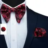 Bow Ties ricnais 3pcs Silk Floral Big Bowtie Pocket Square Cufferse Links Set Mens Red Bule Jacquard Mandkerchieft Suit Mariage