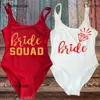 Bachelorette Bachelorette Party Team Bride Squad Squad Sweet Lady Wedding Gift Ling High Leg Cut Women One Piece Swimsuit