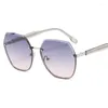 نظارة شمسية NYWOOOH Polygon Women Men Fashion Rimless Sun Glasses Luxury تقليم التدرج ظلال نظارات السفر UV400