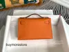 Femme designer Epsom Leather Handbag 7a Gétille Cuir Cuir Première génération 22cm Orange Single For1A0Z