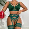 Bras define lingerie sexy para mulheres roupas íntimas sutiã de renda verde e calcinha define o sleepwearwear erótico resumido íntimo porno figurinos porno