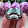 Bands Unique 8mm Tungsten Carbide Rings Wedding Band Gear Wheel Blue Carbon Fiber Inlay Fashion Jewelry Comfort Fit