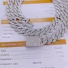 925 Sterling zilver aangepaste ketting 12 mm 2row diamant Cuban Link Chain VVS Moissanite Initial