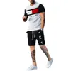 2024 Nya män Tracksuits plus storlek 4xl.5xl 6xl Fitness Set Summer Home Casual Mens Thin Shorte Sports Colored Round Neck