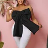 Женские блузки Prowow Sexy Big Bow Tops Olding Solid Color 2024 Дизайн Sweet Summer Женская вечеринка по случаю дня рождения ночной клуб.