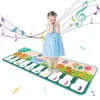 Musical Piano Mat for Kids 110x36cm Floor Keyboard Dance Mat with 8 Animal Sounds Baby Mat Preschool Educational Toys 240422