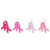 Storage Bottles Ribbon Pu Earrings Breast Awareness Novelty Women Stylish Dangle Pink