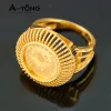 Zespoły Ayong Turkish Gold Coin Rings 18K Gold Plated Dubaj African Arabia Arabia Kobiet Party Wedding Party Akcesoria