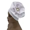 エスニック服2024トレンディな女性ビッグフラワーターバン帽子ファッションイスラム教徒ヒジャーブキャップダイヤモンドヘッドラップレディースバンダナケム療法帽子アフリカン